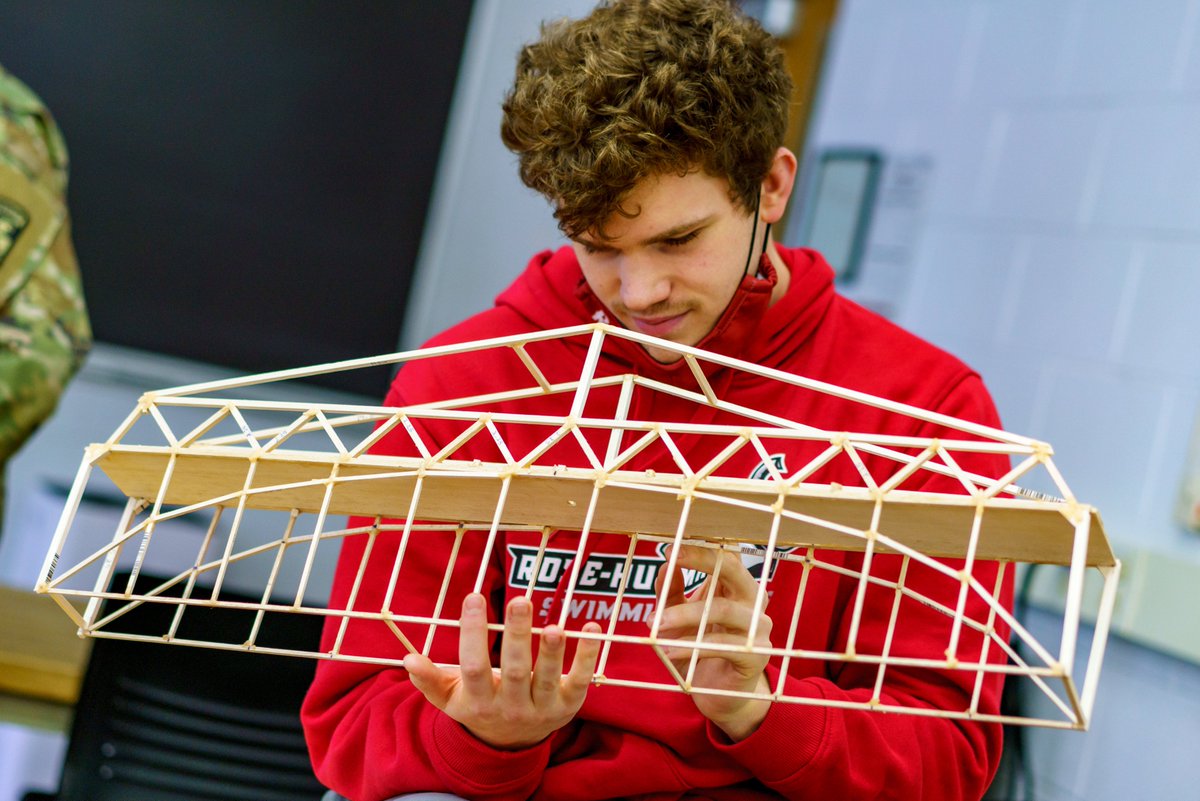 RoseHulman's tweet photo. Balsa wood bridges designed &amp; constructed by teams of #civilengineer seniors were tested this winter -- continuing a longstanding department tradition. Each team came up with different bridge designs. #Eweek2022 @DiscoverEorg https://t.co/8PVG9nlIgw