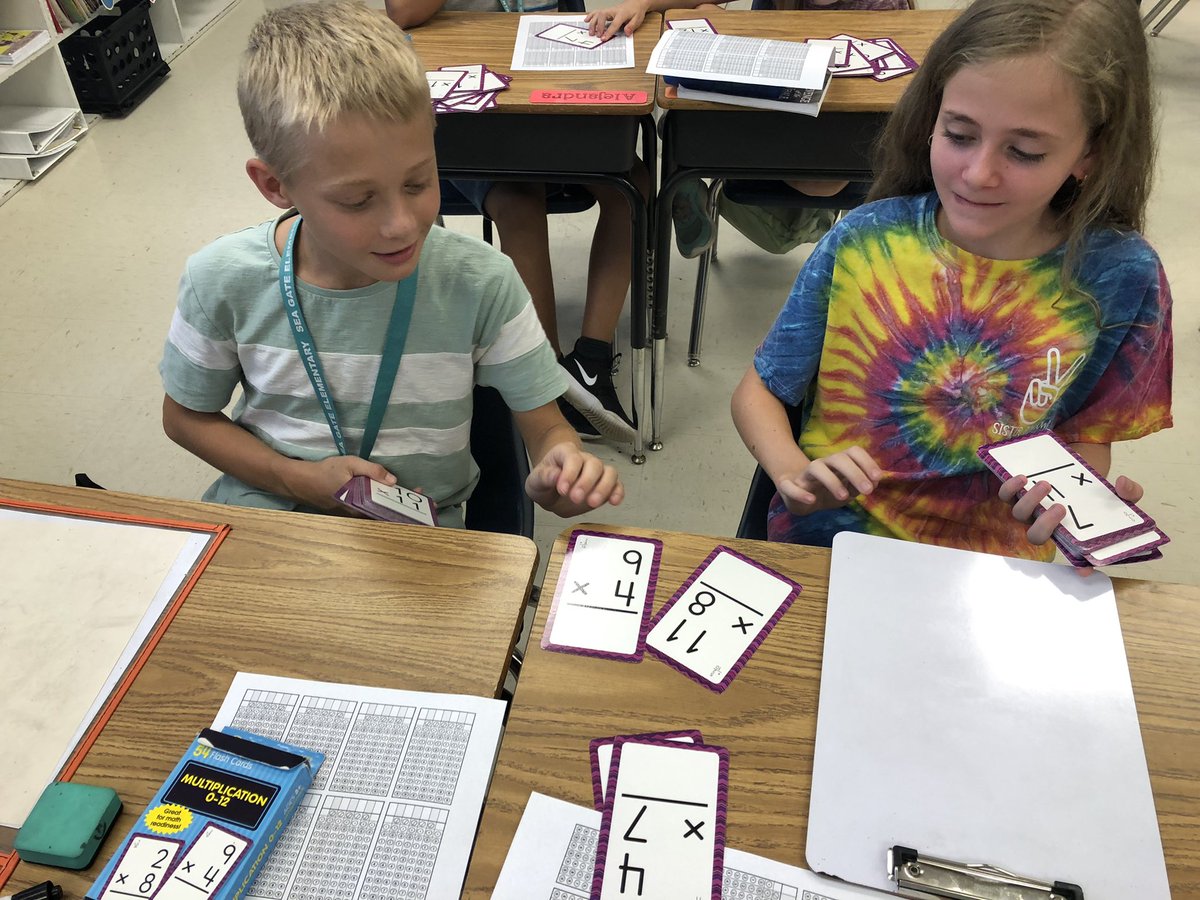 MrsSorber's tweet photo. We’re flipping for our math facts during math club! @SeaGateES https://t.co/nyFKQWXmMX
