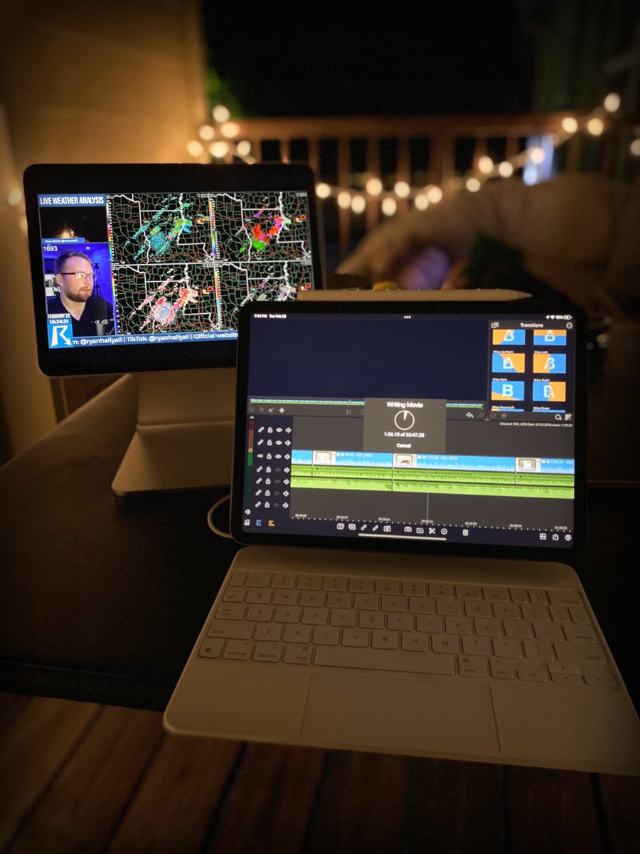 crystaldotweet's tweet photo. @ryanhallyall watching from SE Tennessee while video editing on my porch :) https://t.co/wgF5G9T0Dp