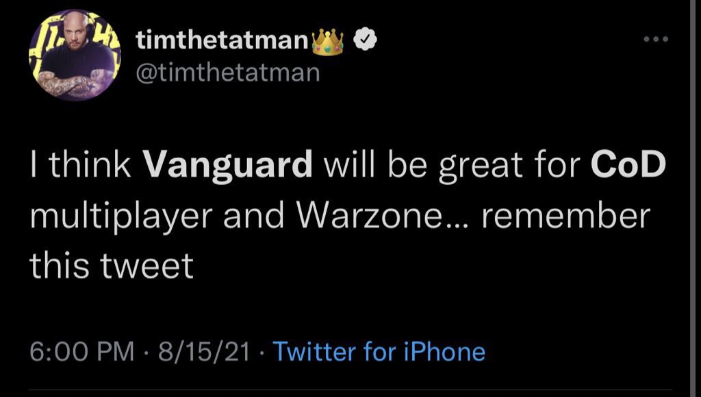 ModernWarzone's tweet photo. Petition to ban @timthetatman from tweeting about Modern Warfare 2 (2022) 

Hit the like button to sign. We can’t allow his curse to ruin this game, we’re stuck with it for 2 years. https://t.co/Jc12TaK6HN