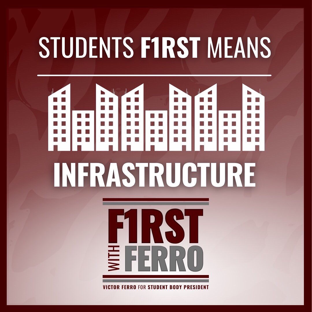 vjferro22's tweet photo. ➡️ Introducing the THIRD pillar of the #FirstWithFerro platform: INFRASTRUCTURE 👍🏽

Learn more about how I plan to put student needs 1️⃣st with Ferro through: 
•Physical Infrastructure
•Safety
•Digital Infrastructure 
•Transportation https://t.co/DeTprDyRu0