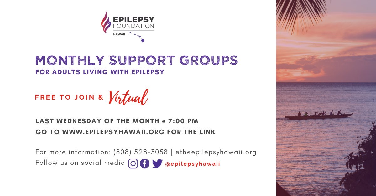 EpilepsyHawaii's tweet photo. Virtual Support Group tomorrow. Go to https://t.co/p7FlRQkc4l to register. #epilepsyhawaii #epilepsy808 #epilepsyequity #ialohasomeonelivingwithepilepsy https://t.co/PL6Wgy3leo