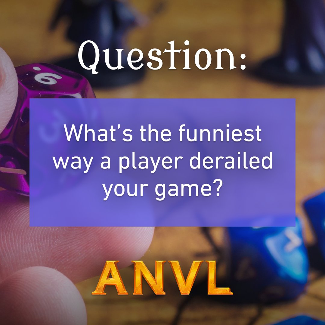 “No battle plan survives first contact with the enemy.” The same can be said of a tabletop gamer.

What's the funniest way a player derailed your game?

#DungeonsAndDragons #DnD5e #TTRPG #DungeonMaster #D20 #TabletopRPG #RPG