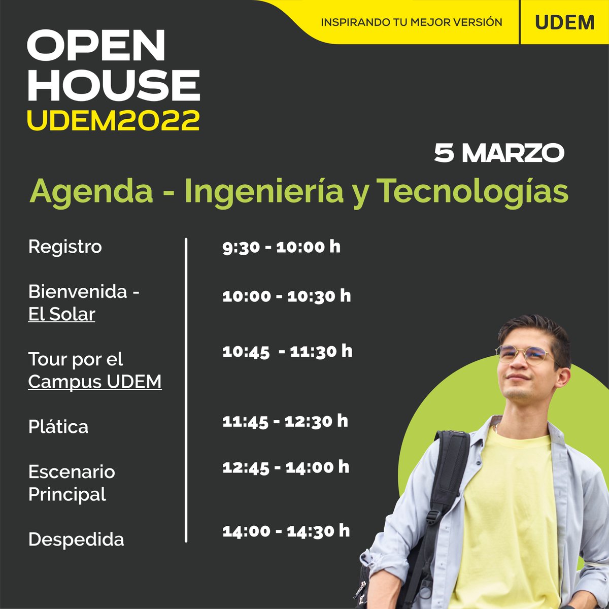 udem's tweet photo. 🚨#OpenHouseUDEM 🚨

Si estás interesado en carreras de @vicsaUDEM, @decsUDEM o @Ingenieria_UDEM, este 5 de marzo podrás conocer todas las oportunidades que te ofrece la UDEM y el campus de la universidad. 🤩 

➡️ https://t.co/IvZg69Ch2C 

#InspirandoTuMejorVersión https://t.co/ceTAk72nMy