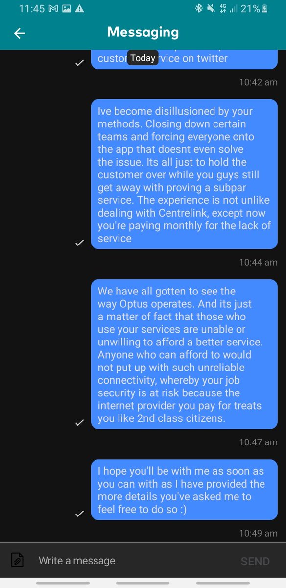 Sighmaan's tweet photo. @Optus Yeah we know now. Appreciate the "same copy and paste responses everytime." I literally said it "happens everytime theres a big rain" 😂 I'm still waiting to be connected to an Expert...although I spose thats irrelevant now since we know its cause of the rain? https://t.co/Su8h3TbDuF