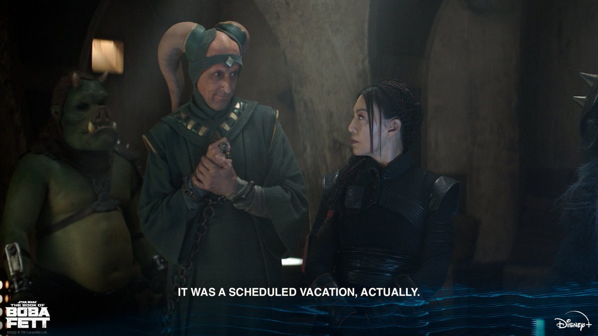 bobafett's tweet image. "Let us dispense with the pleasantries."
All episodes of #TheBookofBobaFett are now streaming on @DisneyPlus.