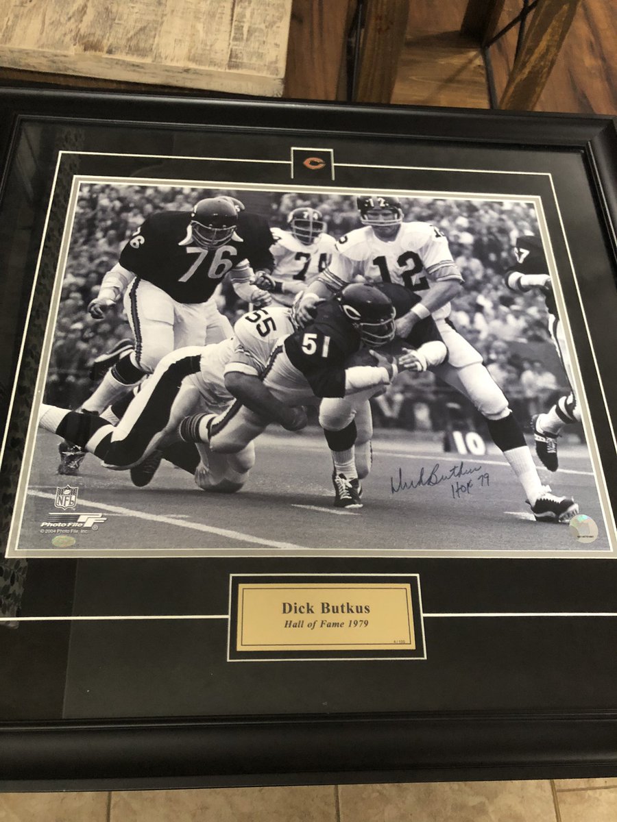 My best piece of memorabilia getting ready to go up in the man cave! <a href="/thedickbutkus/">Dick Butkus</a>  🐻⬇️