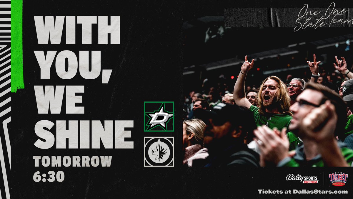 DallasStars's tweet photo. Back in our house tomorrow. 

6:30pm. 

Let’s shine. 🌟 

🎟: https://t.co/wDuXW5ZgZj https://t.co/aIopVQbiOU