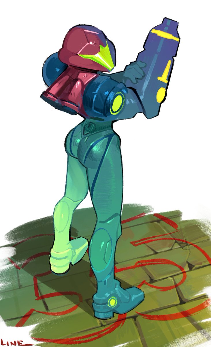 LinesharkArt's tweet photo. welp never finished this, was supposed to be for last years metroid 35th.

but here it is anyways lol https://t.co/6hZf0bME8q