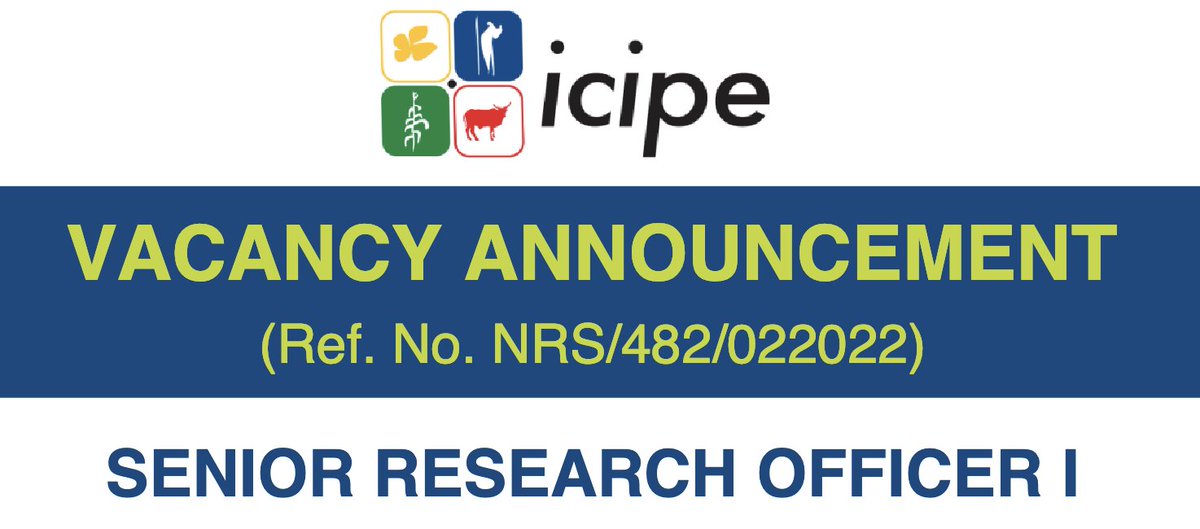 We're #hiring a Senior Research Officer I in the Human Health Theme. Application deadline is 10th March 2022. For more details and to apply: recruit.icipe.org/description_of…
#Jobalert #Jobs #ResearchJobs #ResearchOfficer
