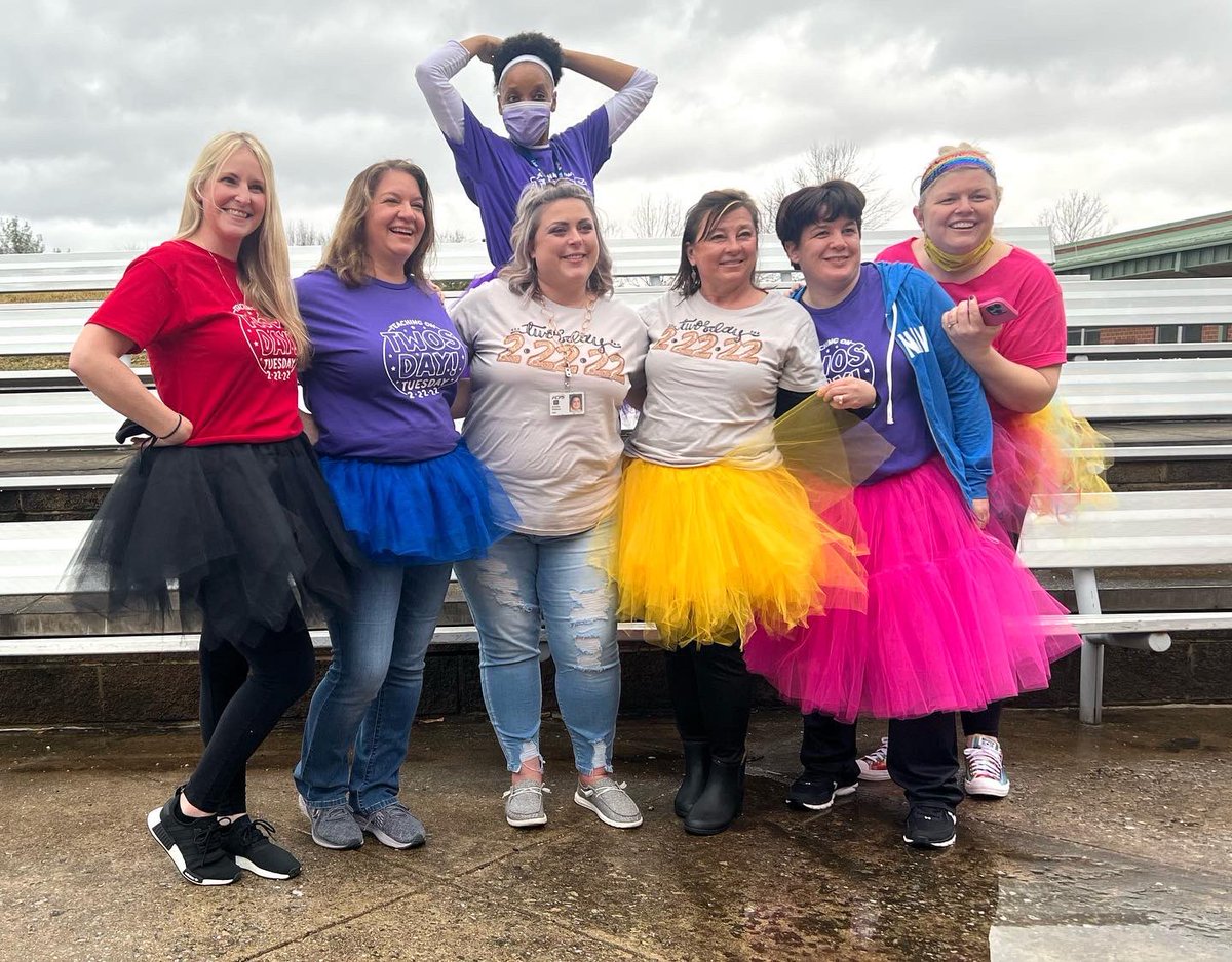 The WHES TuTu Crew celebrated 2.22.2222 in style! And T-shirts made by our fantastic PTA.   School spirit at its best! 🌈 <a href="/AmyForsythFCPS/">Amy Forsyth</a> @mrsstieglerFCPS