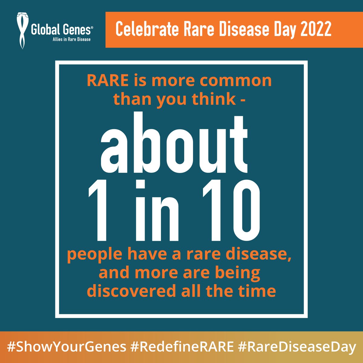 GlobalGenes's tweet photo. Leading up to #RareDiseaseDay, and to recognize the 1 in 10 affected by rare disease, we are asking for donations of $10 to support the Global Genes Rare Impact Fund, supporting families & orgs. battling rare diseases. Share and text โRAREโ to 41444! #ShowYourGenes #RedefineRARE https://t.co/arGrleQ3jc