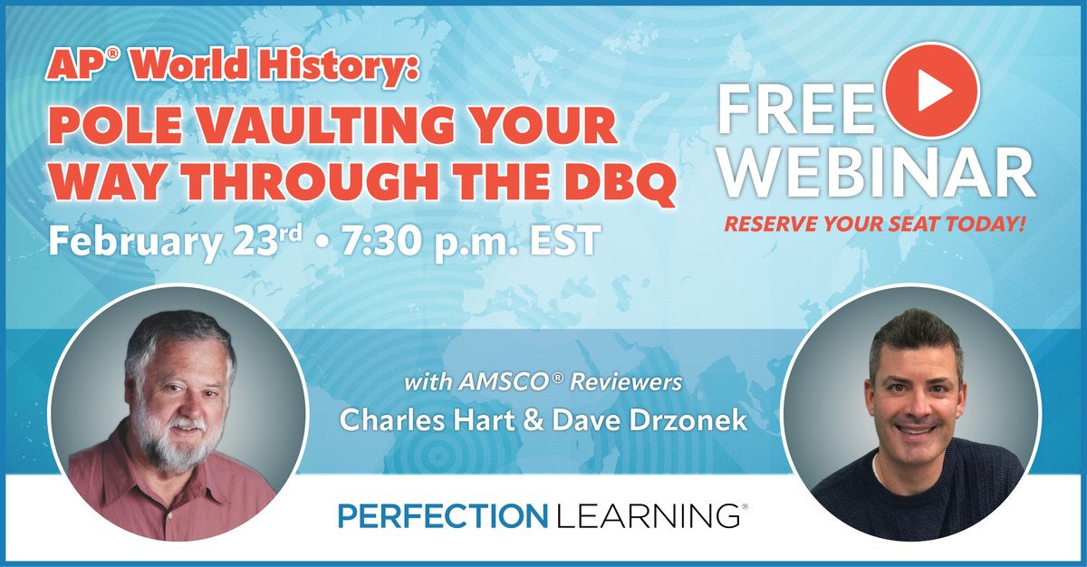 PerfectionLearn's tweet photo. ⏰Time is running out!
#APWH teachers - register now for our webinar TOMORROW on getting your students prepared to tackle (or pole vault their way through) the DBQ!
Register for FREE here!
https://t.co/8pYnK54h4Z
#APWH #FreeWebinar #APTestPrep https://t.co/9xyxktMHTI