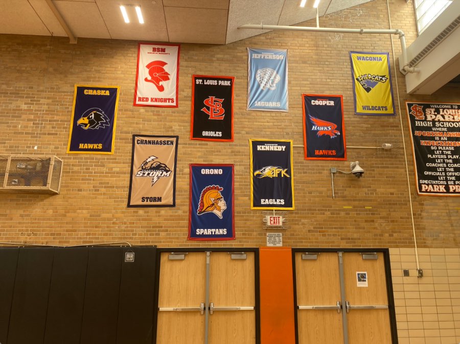 slpecho's tweet photo. Park suspends competition against New Prague. After a New Prague student made racist remarks toward a Park student at a boys’ hockey game Feb. 15, Park removed the New Prague banner from its wall. https://t.co/BePBS080Uj