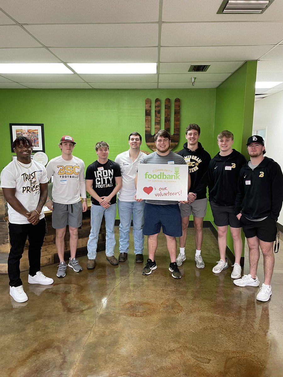 BSCFootball's tweet photo. Had a great time volunteering today with our friends @feedingAL. 
#Excellence | #YeahPanthers https://t.co/L0Nw7pV6UT