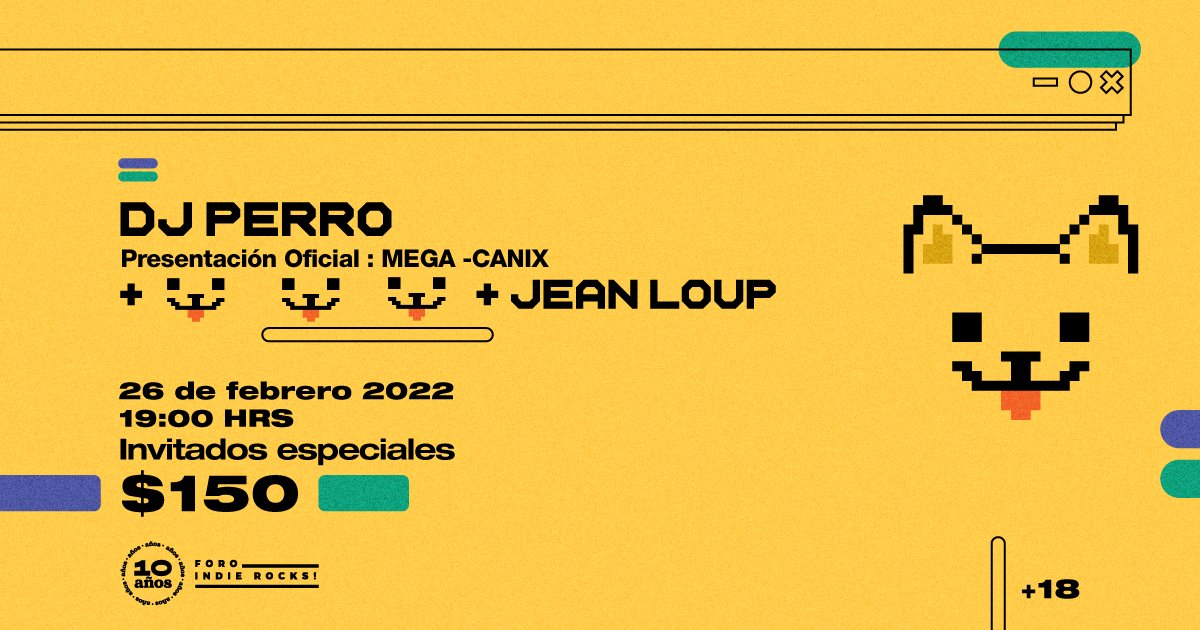 emedemedio's tweet photo. #Conciertos No lo olviden, este sábado 26 de febrero es el concierto de @DJPerroMX en @ForoIndierocks para presentar su álbum MEGA-CANIX.
Aún quedan entradas disponibles en Boletia. Estarán acompañados de Jean Loup e @Ikiataribtt.
#Musica #EnVivo #DJPerro #MathRock #Rock https://t.co/OL6eSTjObQ