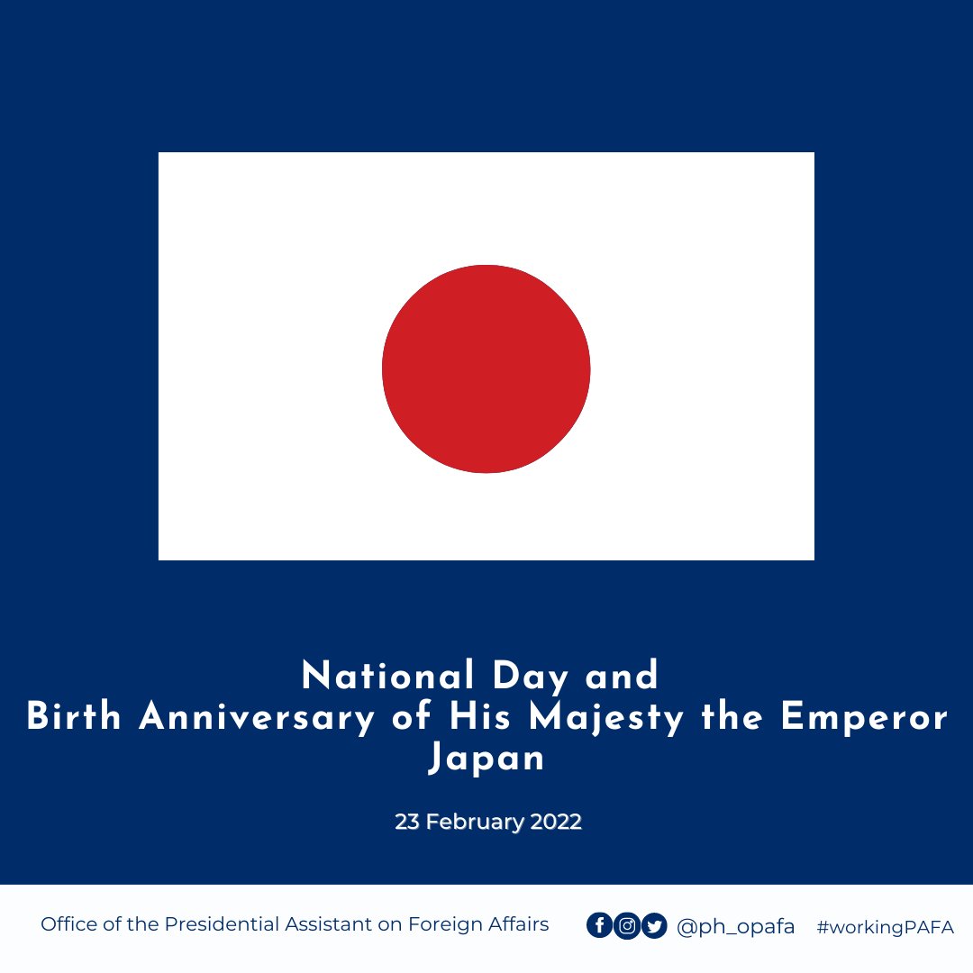 ph_opafa's tweet photo. Happy National Day, Japan! Mabuhay!
#WorkingPAFA #DuterteLegacy @pcooglobalmedia @AmbJPNinPH https://t.co/85mZql1njO