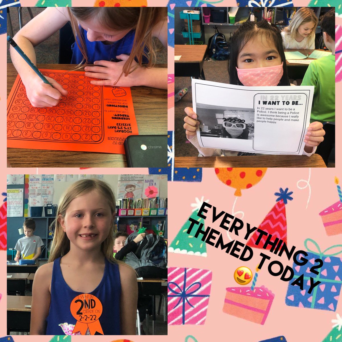 mrsleatherman2's tweet photo. We had SO much fun today celebrating Twos-day!! Tutus, ties, pigtails, twinning, double dice games, counting by twos, 22 years old wringing, and so many other fun things to celebrate 2-22-22 in 2nd grade😍✌️ #bpecats @BPEWildcats https://t.co/Dy1jNkvFfJ