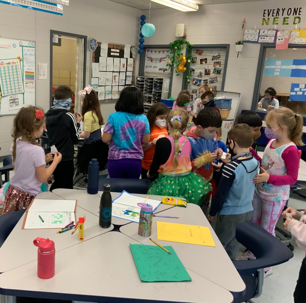 AngelaHardinEdu's tweet photo. TWOS-Day in 2nd Grade... tie-dye, tutus, tube socks, ties, counting down to 2:22, games & centers involving doubles, pairs, and counting by 2's. #2-22-22 #tuesday #Twosday #2ndgrade #primary #historicdate https://t.co/dhGdR9Heyf
