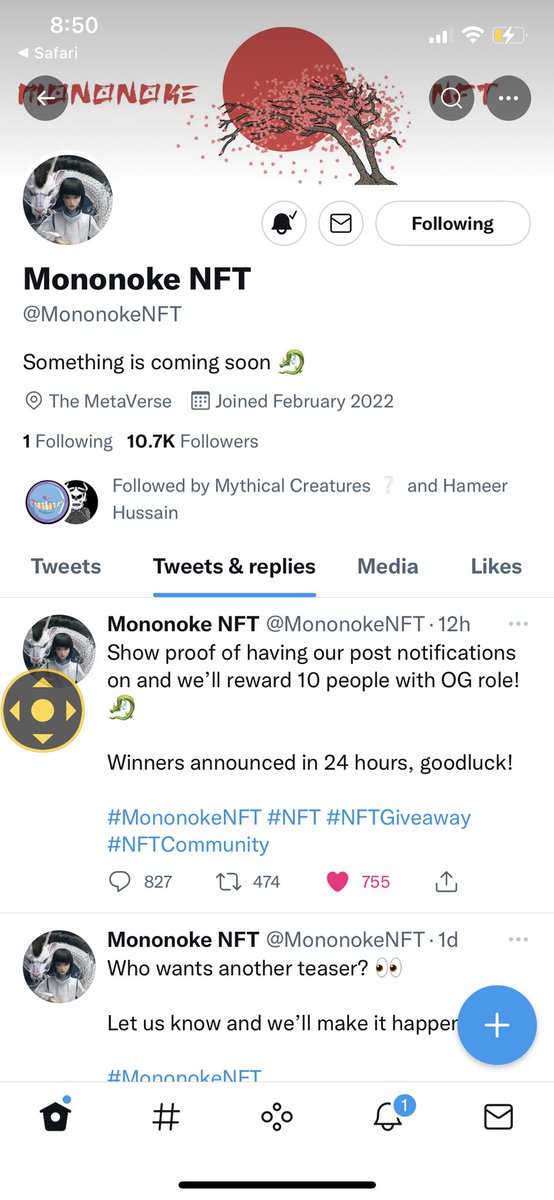 apexnftpage's tweet photo. @MononokeNFT Been. Og here 😎 https://t.co/2SVAkBUFzt