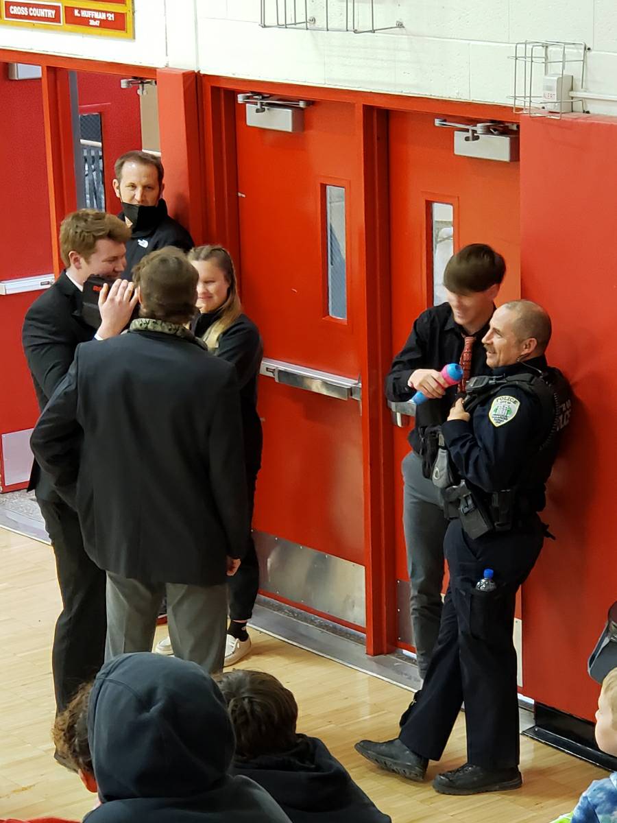 ottawapd's tweet photo. Check out Officer Alexander being interviewed by #ESPN HS edition during Ottawa HS Senior Night. #PrimeTime #KSHSSA https://t.co/yiKfRkjI1l