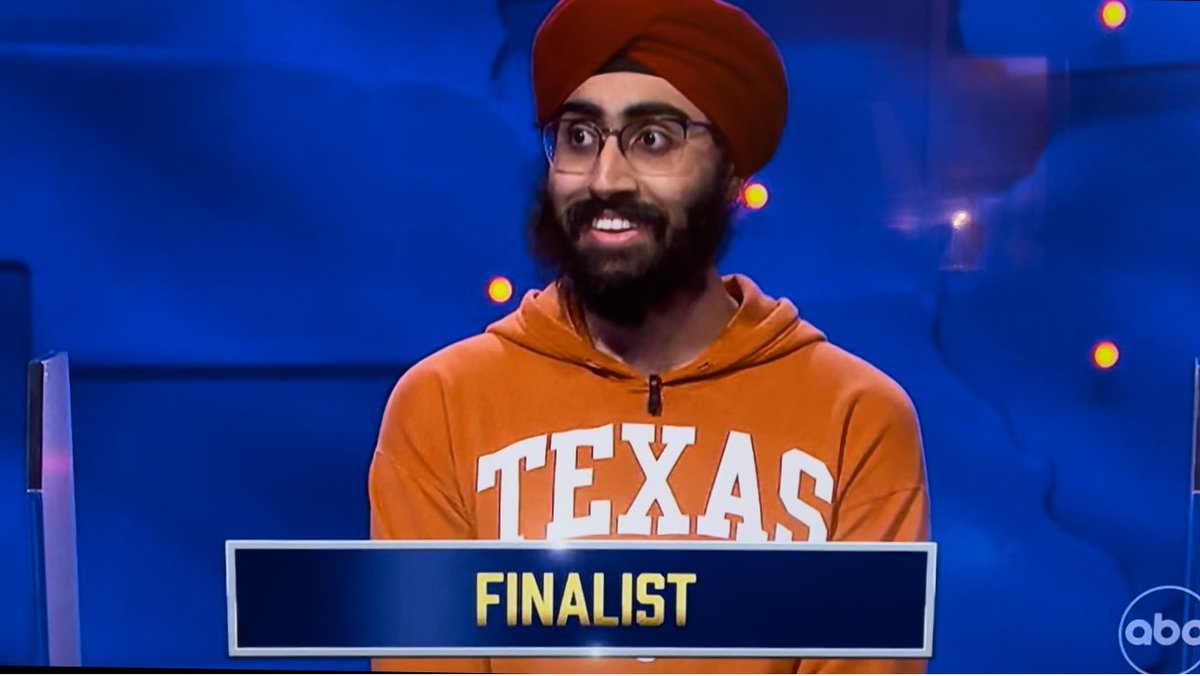 Woo-hoooooo!!! Congratulations to Jaskaran Singh, a <a href="/UTAustin/">UT Austin</a> senior in finance, who just won the 2022 Jeapardy College Championship. Light the Tower orange. 🤘