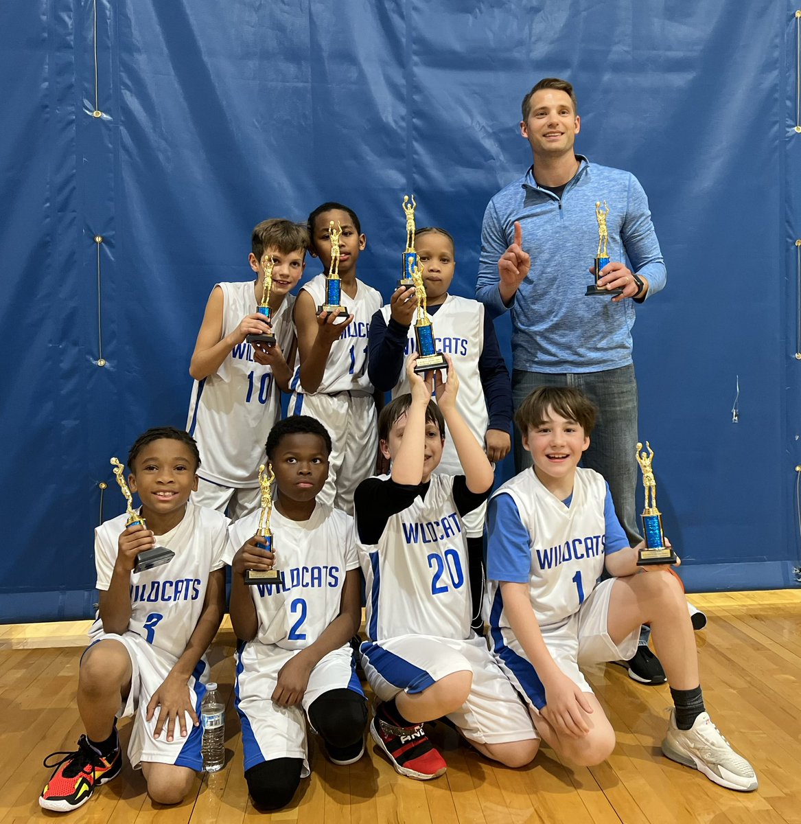 scottfitzuga's tweet photo. Champs !!!! Finished 12-2. Lost two games early by a total of 3 points and have been on a roll ever since. Came from the 4 seed out of 16 teams to take the whole enchilada !! One scrappy bunch led by a Great Coach. Thanks David Zellman !! #LetsGoWildcats #PTrain https://t.co/MiF01u3728