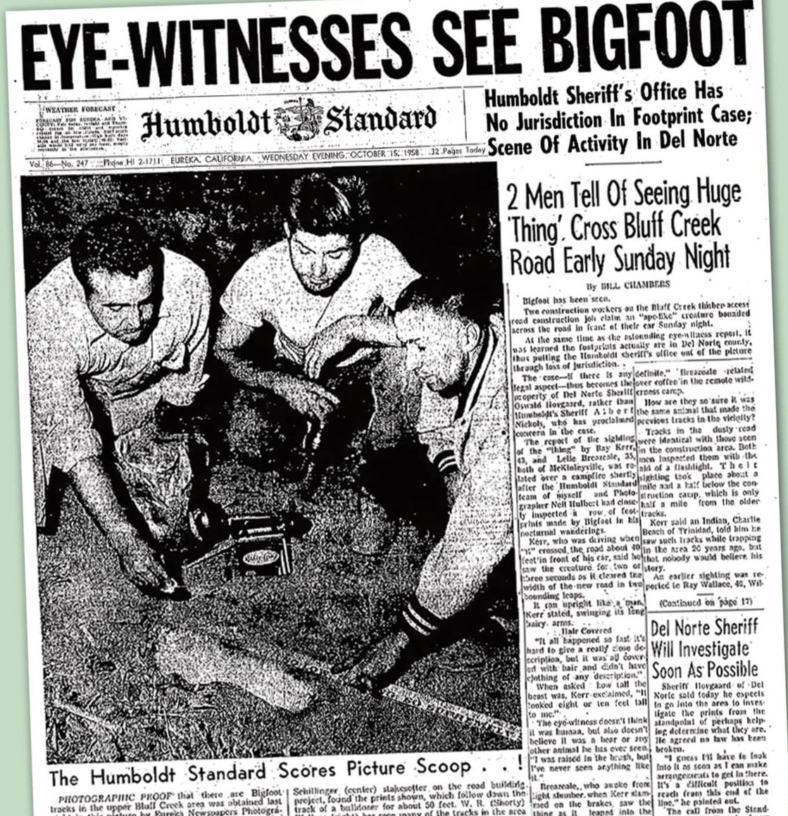SaCha1689's tweet photo. The Bigfoot legend began in 1958, with a letter to the Humboldt Times about northern California loggers who'd discovered mysterious footprints as large as 24 inches long &amp; 8 inches wide. Some footprint casts contain claw marks, suggesting they came from bears. #WyrdWednesday https://t.co/dnrDqiEN6x