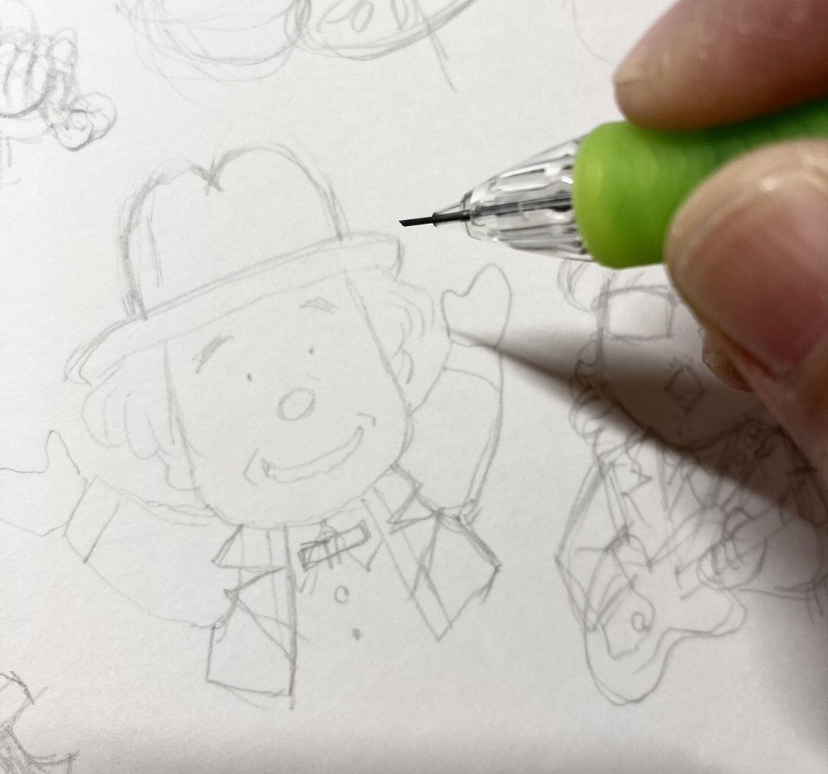 下書きできた。このあと、ペン入れしよう 