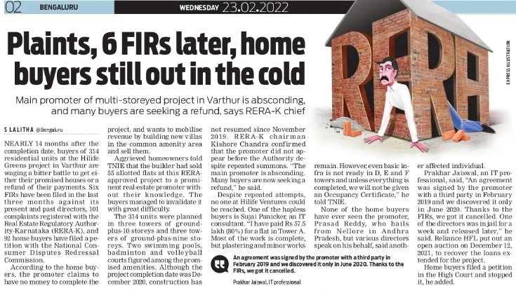 S. Lalitha (@lolita_tnie) on Twitter photo Public who have invested money in 314-unit Hilife Green in Varthur in #Bengaluru r waging an uphill battle to get bck money or houses. 6 FIRs filed. Promoter claims no money & eyes const houses in amenities area 4 it. Ignores rptd <a href="/OfficeRera/">RERA Karnataka</a> summons <a href="/NewIndianXpress/">The New Indian Express</a> <a href="/BSBommai/">Basavaraj S Bommai</a> Public who have invested money in 314-unit Hilife Green in Varthur in #Bengaluru r waging an uphill battle to get bck money or houses. 6 FIRs filed. Promoter claims no money & eyes const houses in amenities area 4 it. Ignores rptd <a href="/OfficeRera/">RERA Karnataka</a> summons <a href="/NewIndianXpress/">The New Indian Express</a> <a href="/BSBommai/">Basavaraj S Bommai</a>
