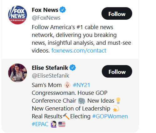 DiordnaGroup's tweet photo. @FoxNews @EliseStefanik Twitter mocking me! https://t.co/P8OOW8nqQU