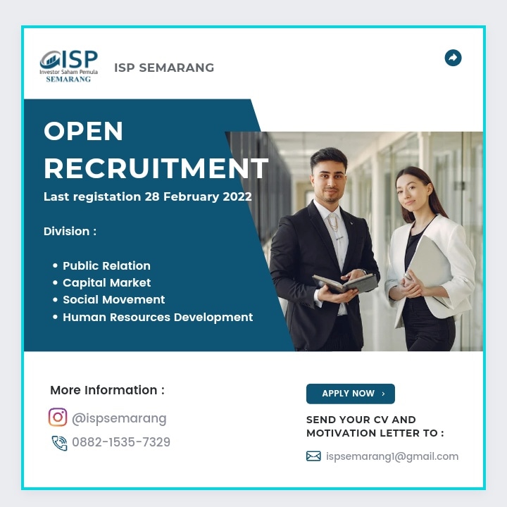 HALLO ADMIN IS BACK 😍😛

Mau Ngasih Kabar aja Nih lagi ada
OPEN RECRUITMENT ISP SEMARANG 2022]

Gimana Tertarik ? 
link Daftar
bit.ly/OprecISPSEMARA…

Kirim CV dan Motivation letter kalian ke email:
ispsemarang1@gmail.com

Buruan join sebelum tanggal 28 februari 2022 😍