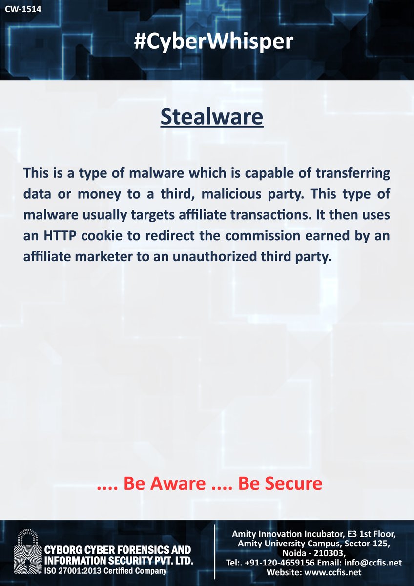 ccfis's tweet photo. #CyberWhisper #CyberSecurity #Stealware https://t.co/3LVthApqyt