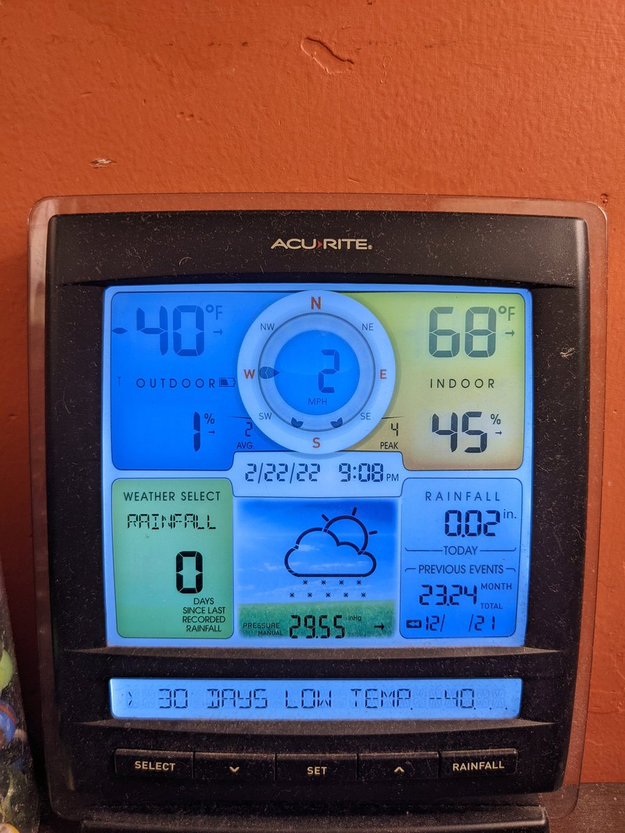 cmculligan's tweet photo. .@AcuRite_Answers I mean, it's cold, but it's not THAT cold.  🤣 Any ideas as to why the low is registering -40F?  Thank you for any help! https://t.co/2GE1MWVSQJ