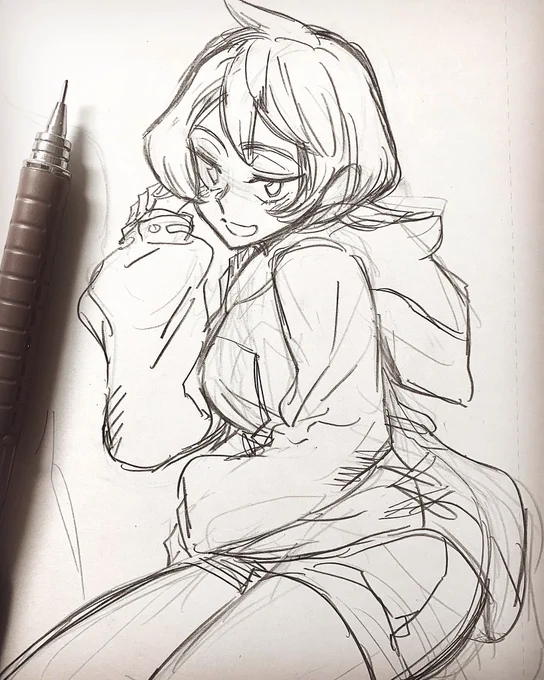 ヒナツちゃん髪型難しい。三白眼スコ。 