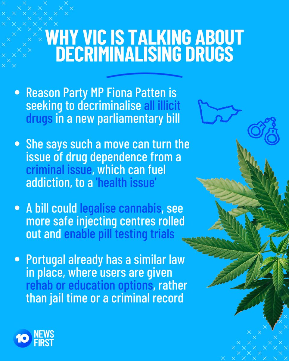 10NewsMelb's tweet photo. Crossbench MP Fiona Patten says Victoria could turn drug use into a "health issue" if it passes a new bill to decriminalise illicit drugs.

Patten says her legislation takes elements from laws in Portugal that offer users help to beat addiction, rather than jail time. #springst https://t.co/JzZkZIKYgN