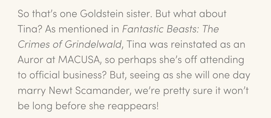 Additional from most recent official post. It got highlighted that Tina back to MACUSA and maybe going for official missionIs the mission for changing MACUSA internally? #WhereisTinaGoldstein https://www.wizardingworld.com/news/fantastic-beasts-secrets-of-dumbledore-posters