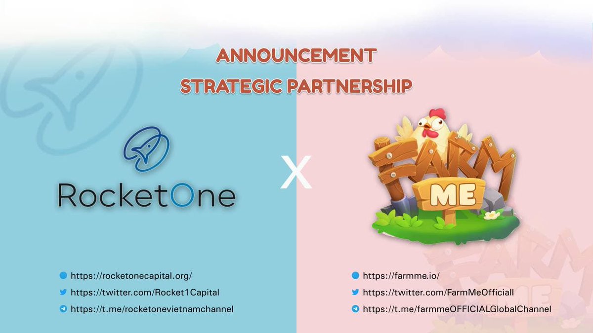 RocketOne Capital (@rocket1capital) on Twitter photo 🚀<a href="/Rocket1Capital/">RocketOne Capital</a> is proud to announce our partnership with <a href="/FarmMeOfficiall/">Farmme Official</a> 🤝
#FarmMe is an metaverse fantasy game that explores all sides of "Play, Connect, Experience, Earn"
📚rocketonecapital.org
📚farmme.io 🚀<a href="/Rocket1Capital/">RocketOne Capital</a> is proud to announce our partnership with <a href="/FarmMeOfficiall/">Farmme Official</a> 🤝
#FarmMe is an metaverse fantasy game that explores all sides of "Play, Connect, Experience, Earn"
📚rocketonecapital.org
📚farmme.io