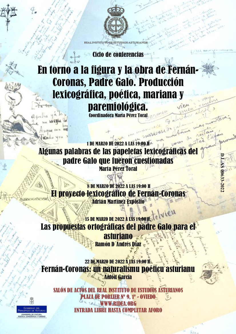 Nuevo ciclo de conferencias: 'En torno a la figura y la obra de Fernán-Coronas, padre Galo. Producción lexicográfica, poética, mariana y paremiológica'