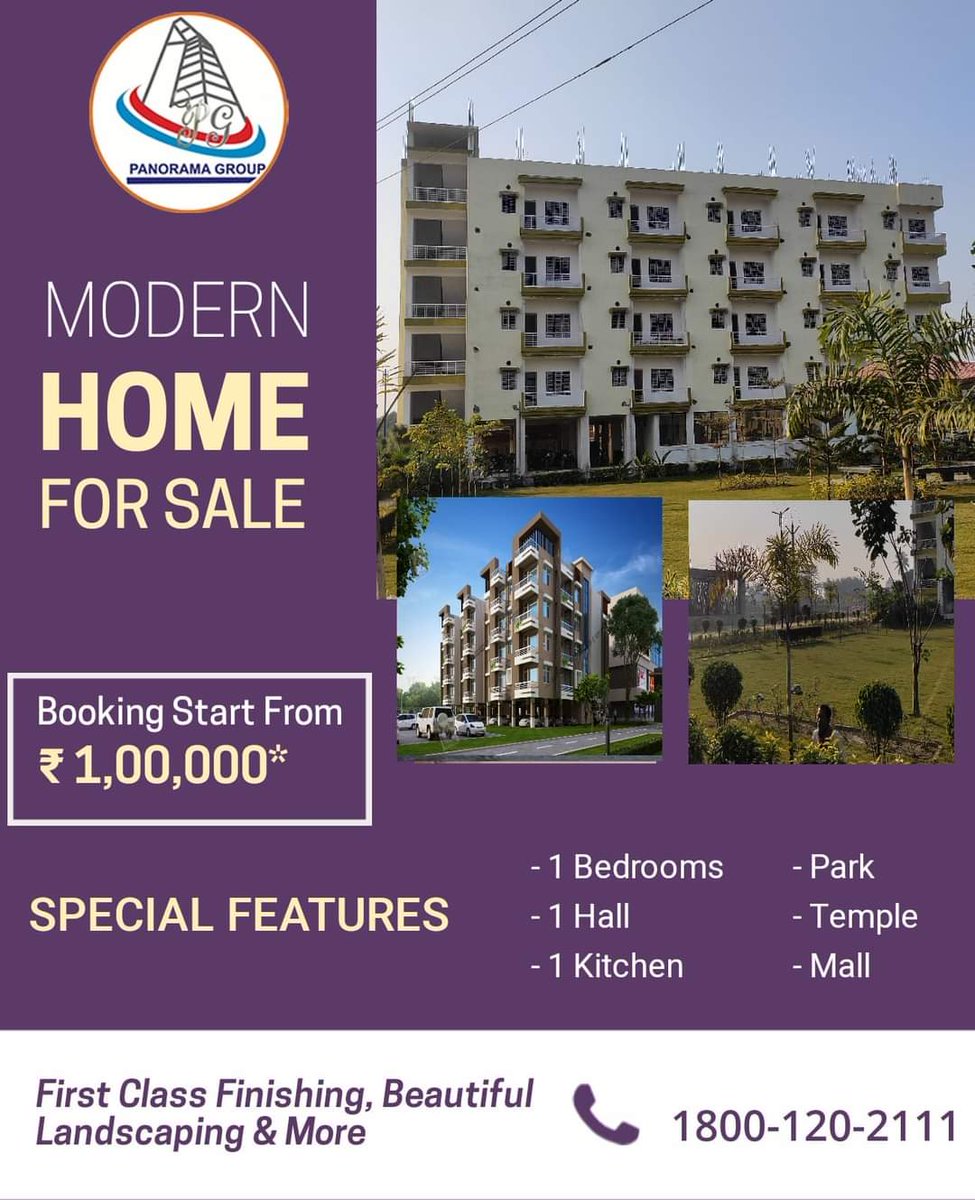 PanoramaGroup7's tweet photo. Modern Home for sale 
only booking price starts from 1,00,000 rs * only.
EMI available.
Bank Finance available.
For more information  Toll Free : 1800-120-2111 https://t.co/SzvMla2mA7