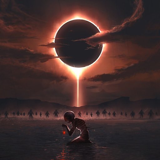 MKUltraMoney's tweet image. Tonight for the Donda 2 listening party he references the eclipse from Berserk where Griffith sacrifices his whole crew to God Hand. Kanye gets on his knees in front of an eclipse and then the moon turns to red? Can’t get anymore obvious. 2/