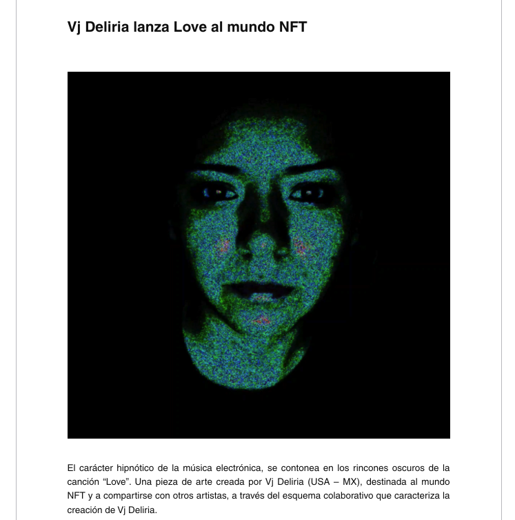 VjDeliria's tweet photo. Thank you for writing about my LOVE music drop @ntijuanahayrock & @tolstoirecords
🙏Agradesco la difusión y apoyo
❤️https://t.co/SIonNMvuRL
❤️https://t.co/O9ih0bfRUX
❤️https://t.co/b2y6Xc34lv
#NFTmusic #MusicNFT #NFTartist #VjDeliria #web3 #AlmAmusic @ADuocrypto @fresita_88 https://t.co/xjfy6N692w