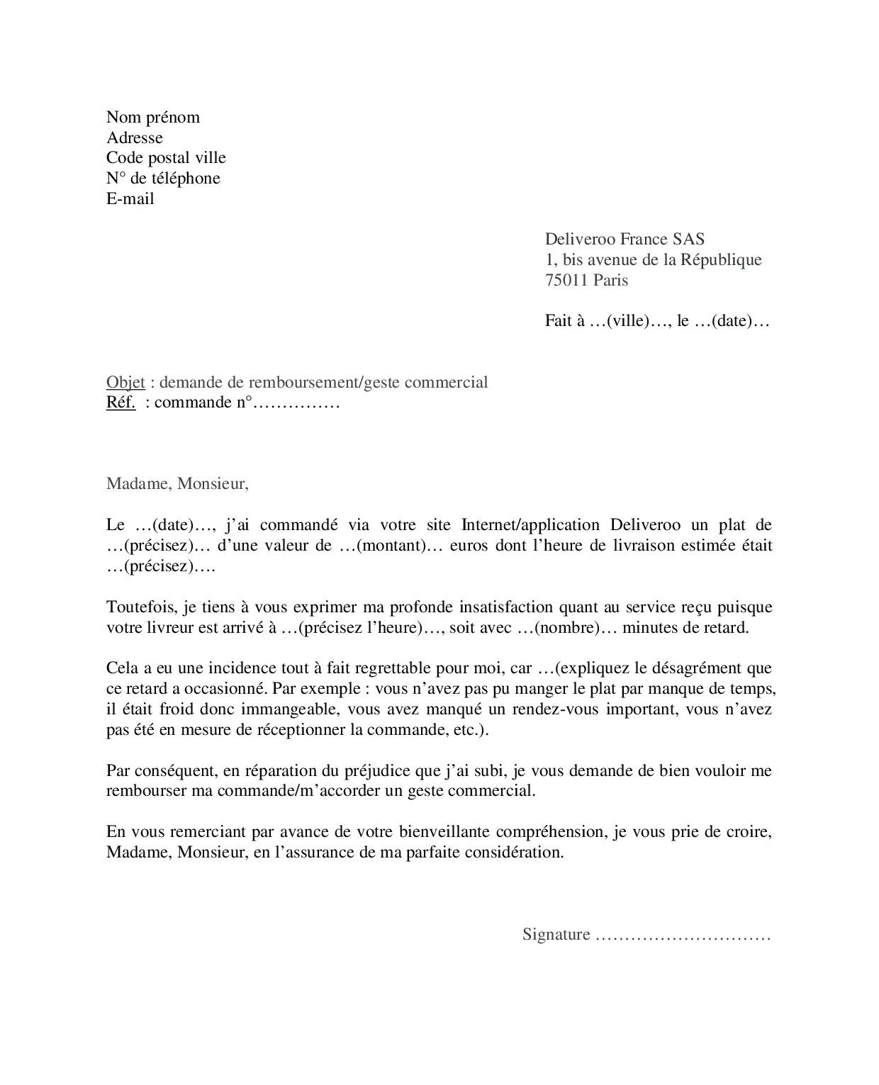 Lettrefacile On Twitter Exemple De Lettre Pour Demander Un Remboursement D Une Commande A Deliveroo Https T Co C2kawto8ee Deliveroo Lettrefacile Https T Co 7txdhhbd0b Twitter