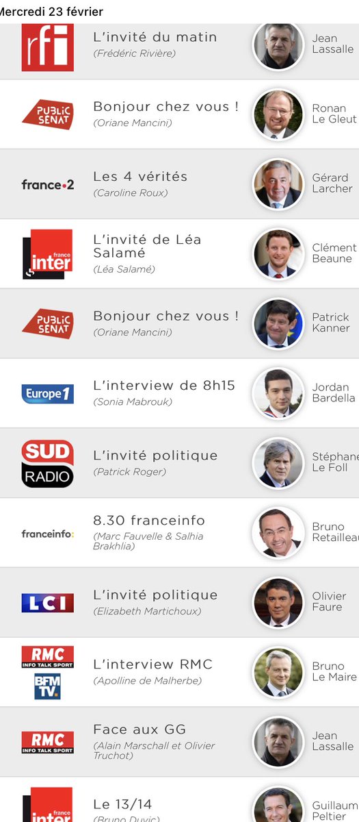 Les invités politiques du jour…(via <a href="/Politiquemedia/">Politiquemedia</a> )
#labarbe