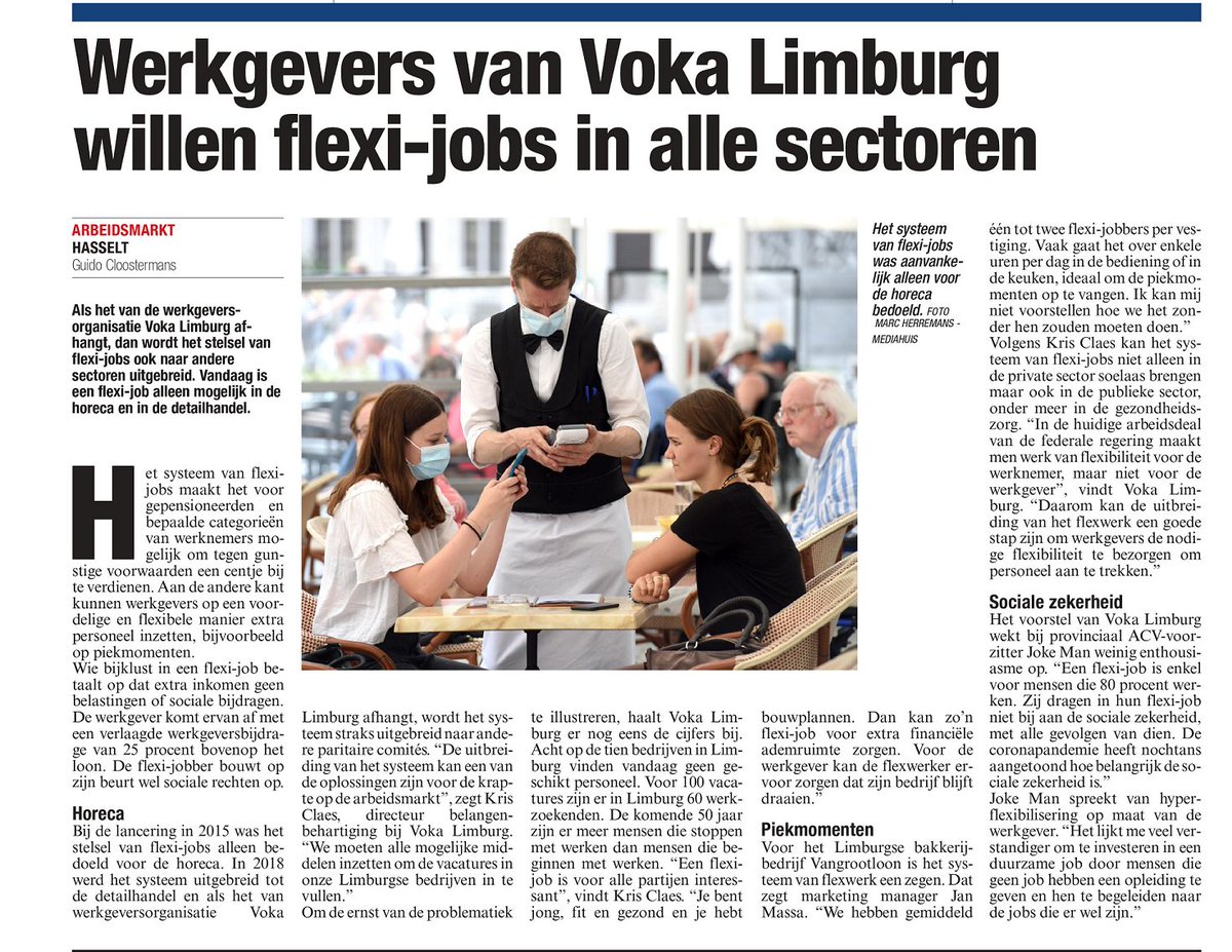 ✔️We moeten alle middelen inzetten om de vele vacatures in Limburg in te vullen.

💡 Uitbreiding van flexi-jobs naar alle sectoren kan een oplossing zijn voor de krapte op de arbeidsmarkt.

💪Een flexi-job zorgt voor meer flexibiliteit voor werknemers én werkgevers.
<a href="/hbvl/">HBvL</a>