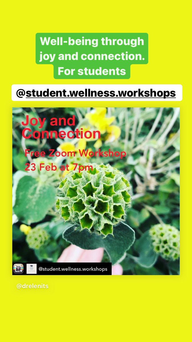 Free zoom workshop tonight <a href="/7pm/">Huong Le</a>
On joy and connection
Students exploring fun, holistic approaches to wellbeing. From the world of theatre, dance &amp; art
Join us to discover more &amp; connect with each other &amp; the natural world!
harmonyinhealth.org/joyandconnecti…
#studentwellness
#harmonyinhealth