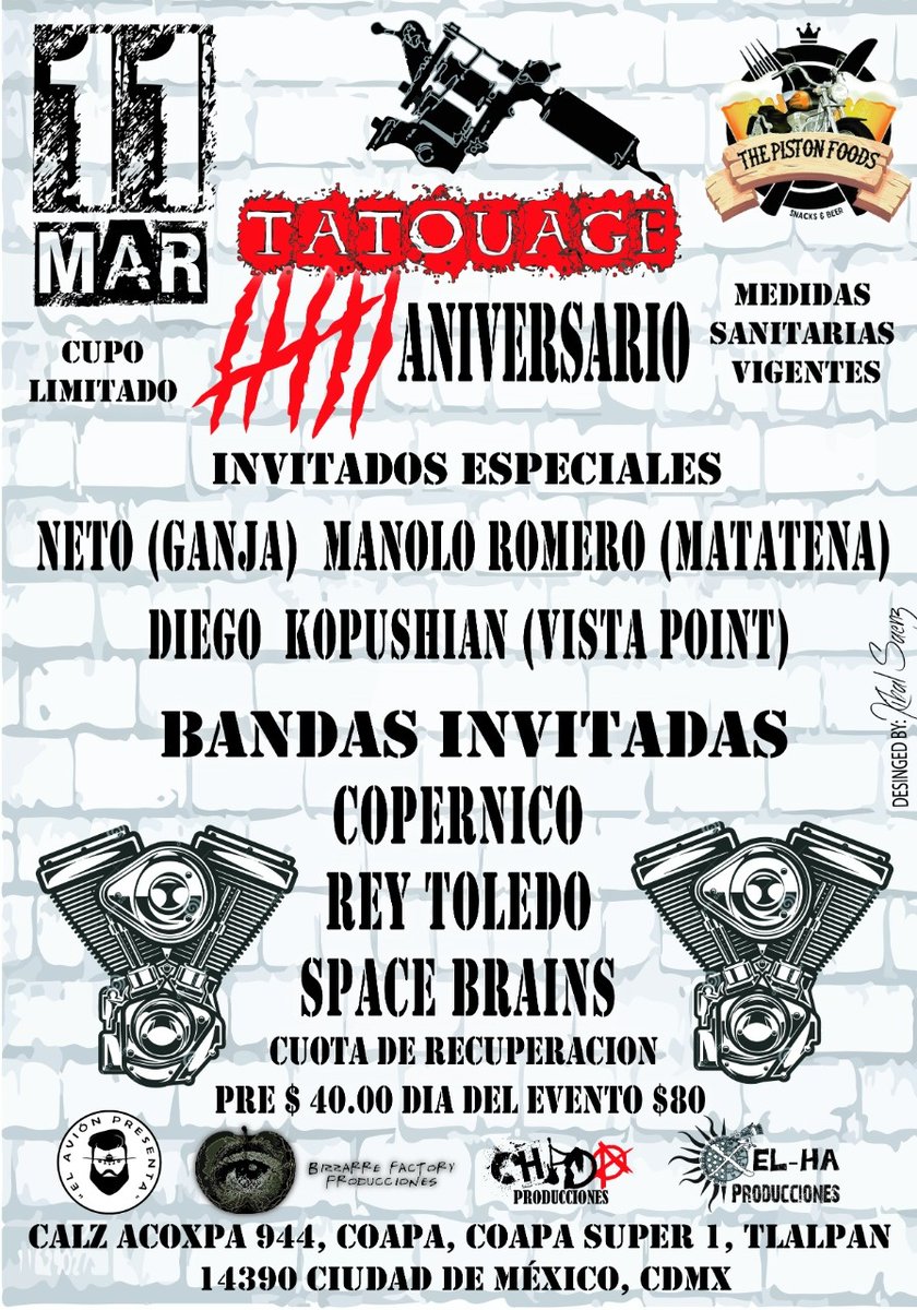xibalsaenz's tweet photo. Pandilla ya esta el Cartel cerrado y la hora ya se aproxima, los quiero ver por allá, se pondrá lo que sigue se chi... Gracias a todos los que se han quedado y los que se van sumando, y vamos por mucho más #todossomostatouage #CDMX #rockmusic #rocknacional #surfmusic #rock https://t.co/o6yIiF2O3K