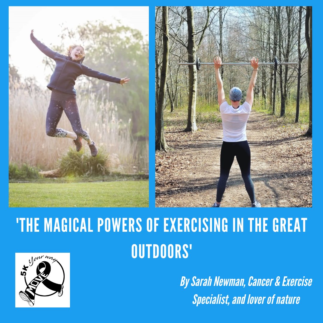 cancer5kYourWay's tweet image. Exercise is great for our bodies and minds and so is being outdoors! 
Check out this blog:  lght.ly/o31gn04 
The Magical Powers of Exercising in the Great Outdoors! By Sarah Newman, Cancer &amp;amp; Exercise Specialist. #exerciseoutside #moveyourway #cancerandexercise