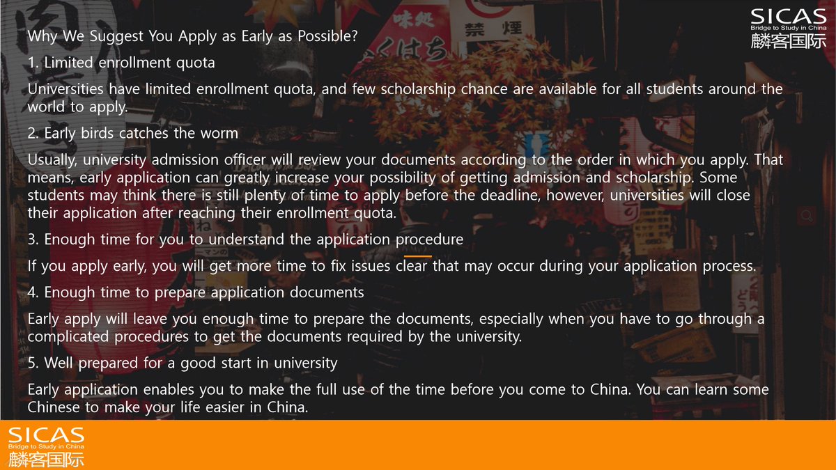 Lulu_SICAS's tweet photo. Why We Suggest You Apply as Early as Possible? https://t.co/h6SBmKhqVx