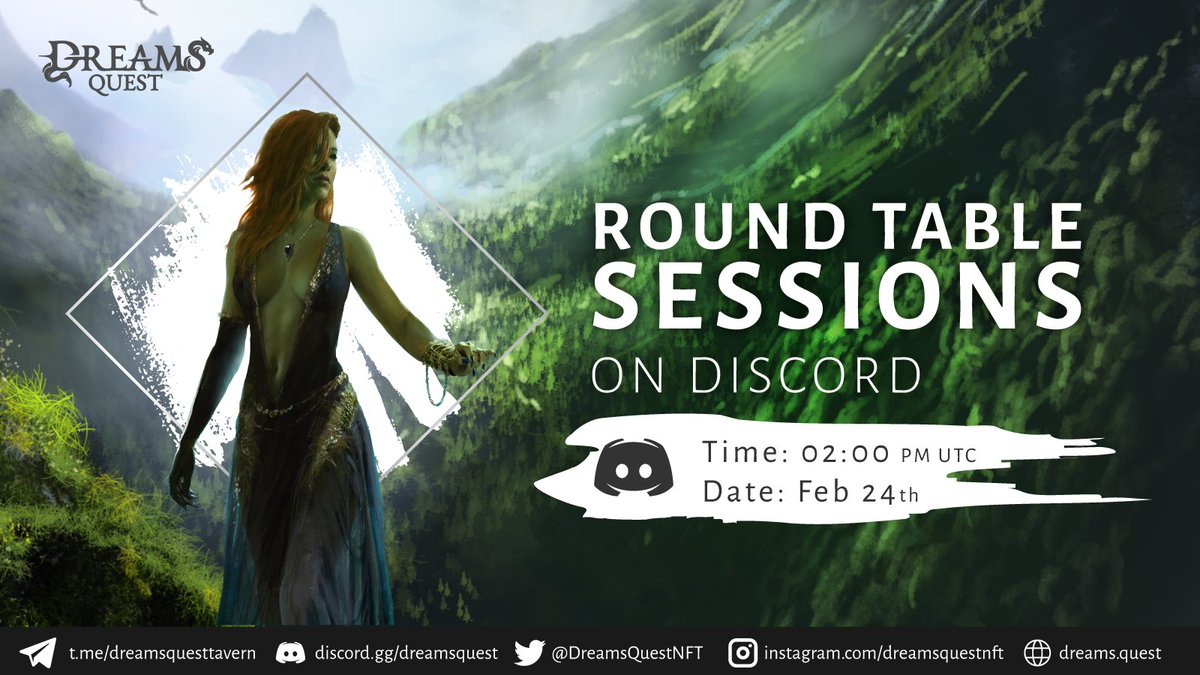 DreamsQuestNFT's tweet image. ✨ Join us as we seat with the founders for the Round Table Session at the tavern tomorrow 🛡️24th Feb at 2PM UTC

⚔️ Make sure to tune in:
discord.com/events/8825749…

#Metaverse #PlayToEarn #GameFi